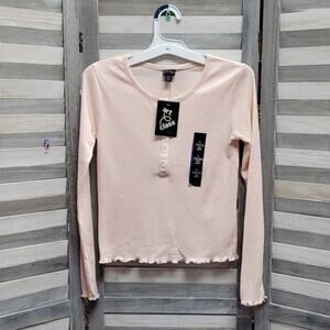 Girls' Long Sleeve Button-Down Henley T-Shirt | Art Class | Large (10/12)